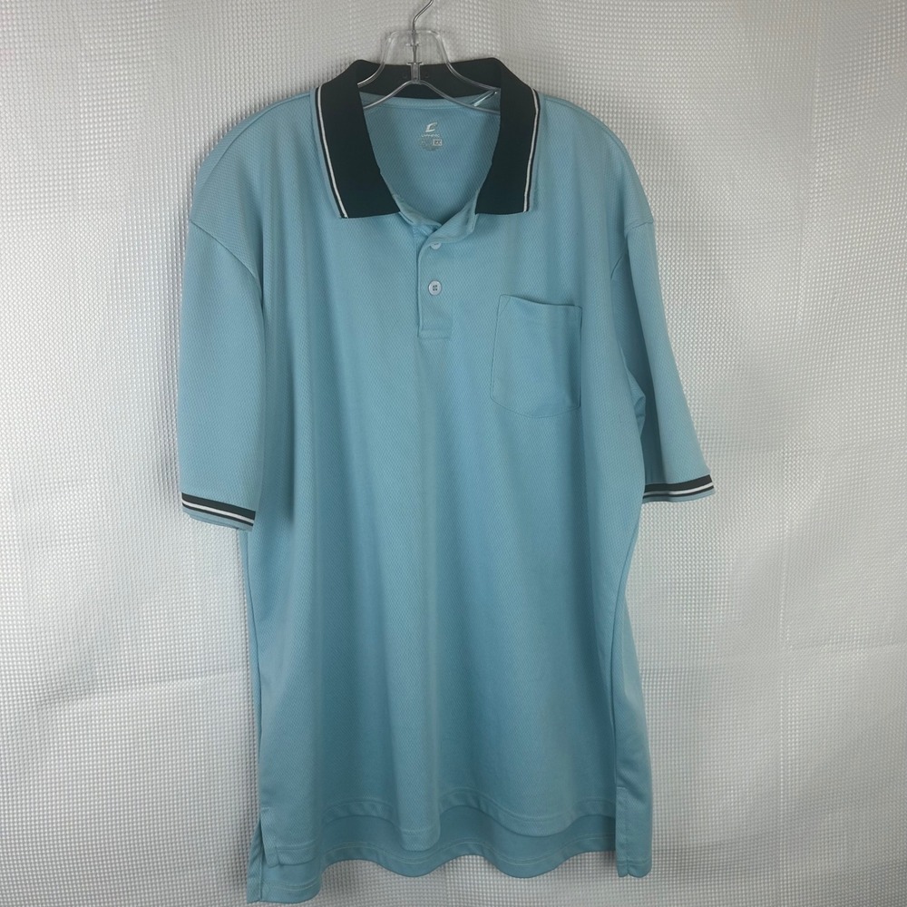 Champro 2X Performance Polo Shirt Short Sleeve Mesh Pocket Light Blue Active